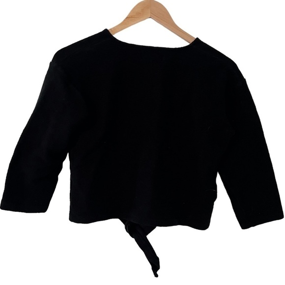 Madewell Black Texture & Thread Long-Sleeve Tie-Front Top - Picture 3 of 10
